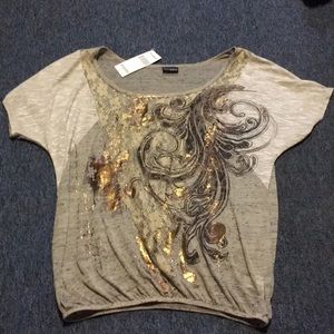 Buckle Daytrip Metallic Lace Tee Size Medium